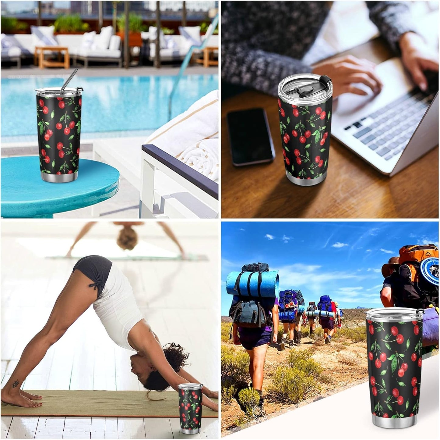 Tumbler Lightning Bolts Doodle Insulated Coffee Cup Beverage Container Travel Mug with Straw and Lid Double Wall Stainless Steel 20oz Holiday Gift
