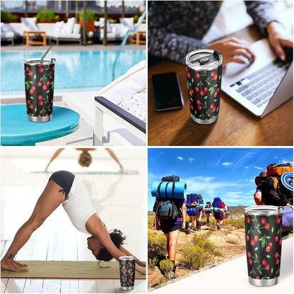 Tumbler Lightning Bolts Doodle Insulated Coffee Cup Beverage Container Travel Mug with Straw and Lid Double Wall Stainless Steel 20oz Holiday Gift