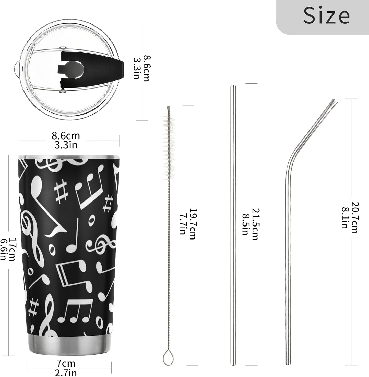 Tumbler Lightning Bolts Doodle Insulated Coffee Cup Beverage Container Travel Mug with Straw and Lid Double Wall Stainless Steel 20oz Holiday Gift