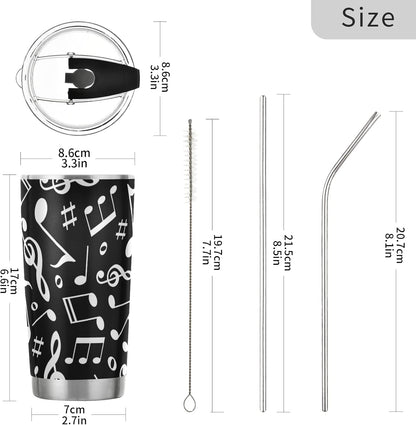 Tumbler Lightning Bolts Doodle Insulated Coffee Cup Beverage Container Travel Mug with Straw and Lid Double Wall Stainless Steel 20oz Holiday Gift