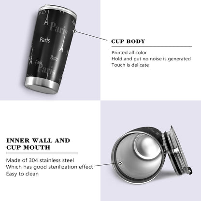 Tumbler Lightning Bolts Doodle Insulated Coffee Cup Beverage Container Travel Mug with Straw and Lid Double Wall Stainless Steel 20oz Holiday Gift