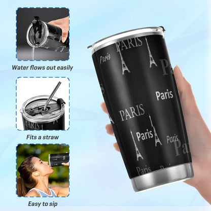 Tumbler Lightning Bolts Doodle Insulated Coffee Cup Beverage Container Travel Mug with Straw and Lid Double Wall Stainless Steel 20oz Holiday Gift
