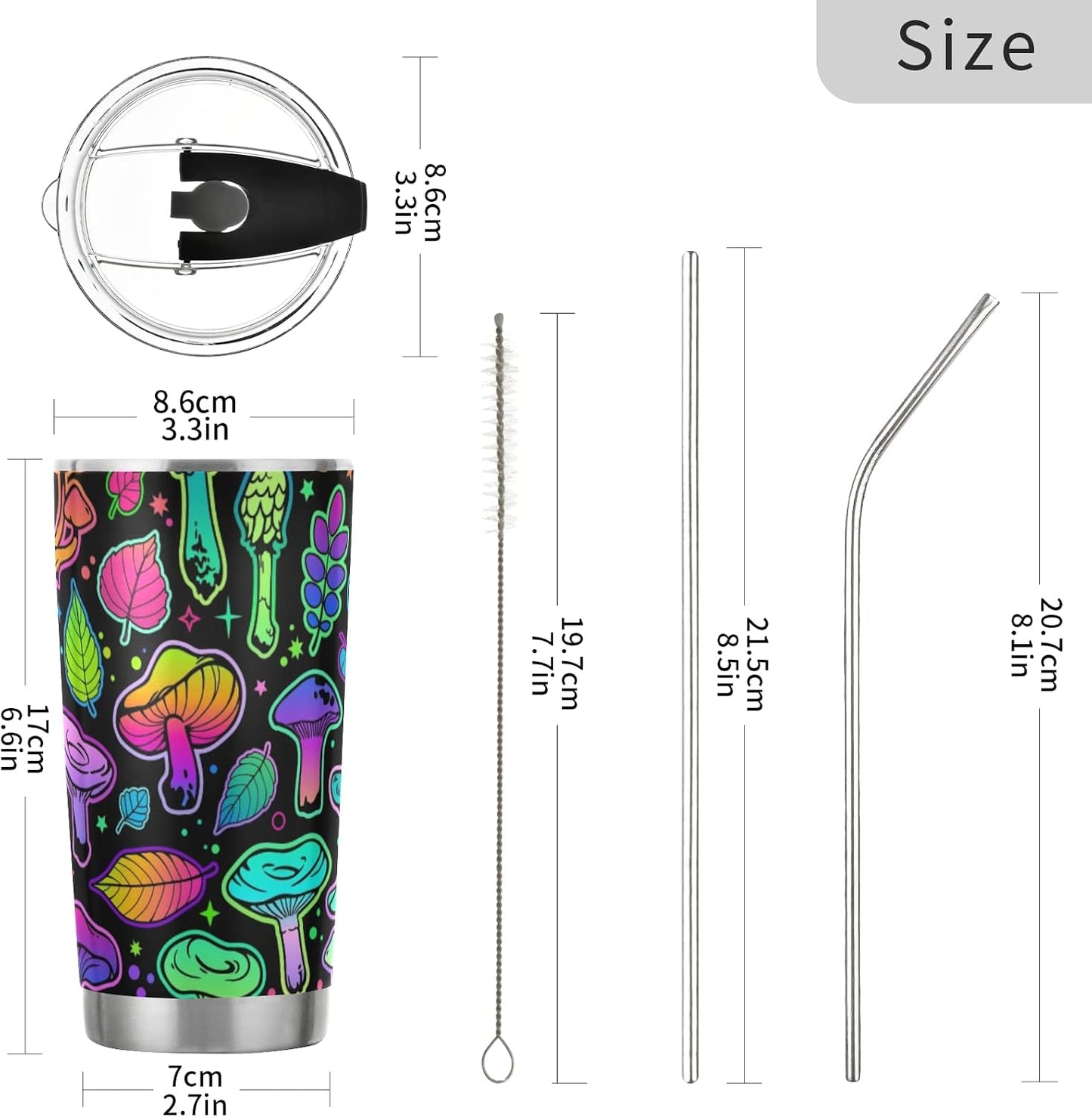 Tumbler Lightning Bolts Doodle Insulated Coffee Cup Beverage Container Travel Mug with Straw and Lid Double Wall Stainless Steel 20oz Holiday Gift
