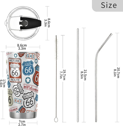 Tumbler Lightning Bolts Doodle Insulated Coffee Cup Beverage Container Travel Mug with Straw and Lid Double Wall Stainless Steel 20oz Holiday Gift