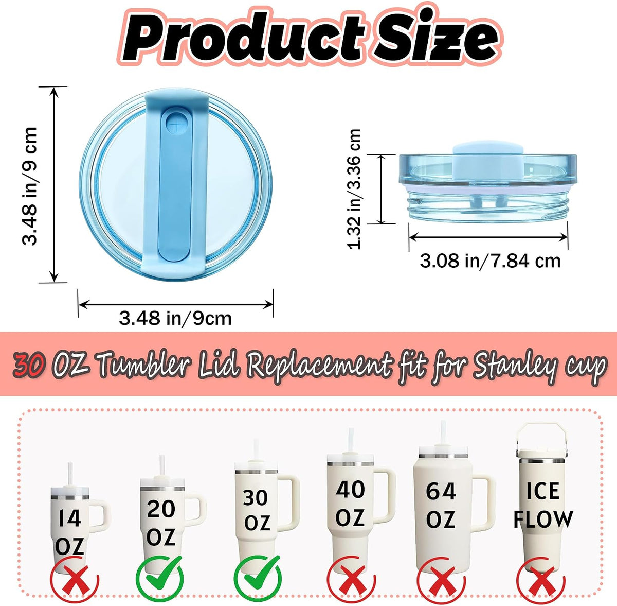 40 oz Tumbler Lid Replacement Compatible with Stanley Cup