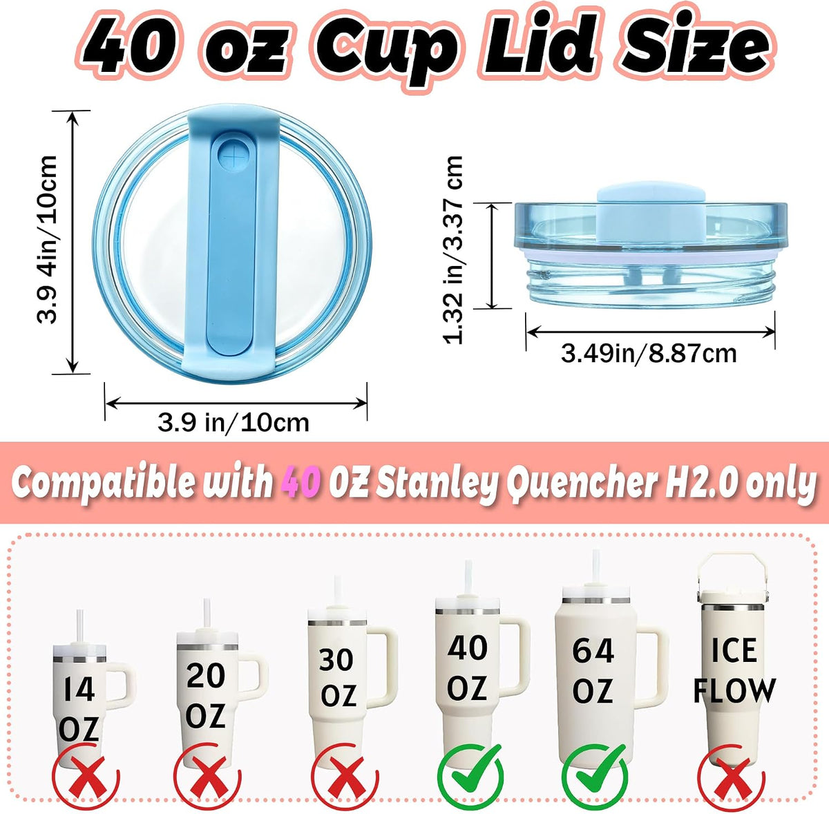 40 oz Tumbler Lid Replacement Compatible with Stanley Cup