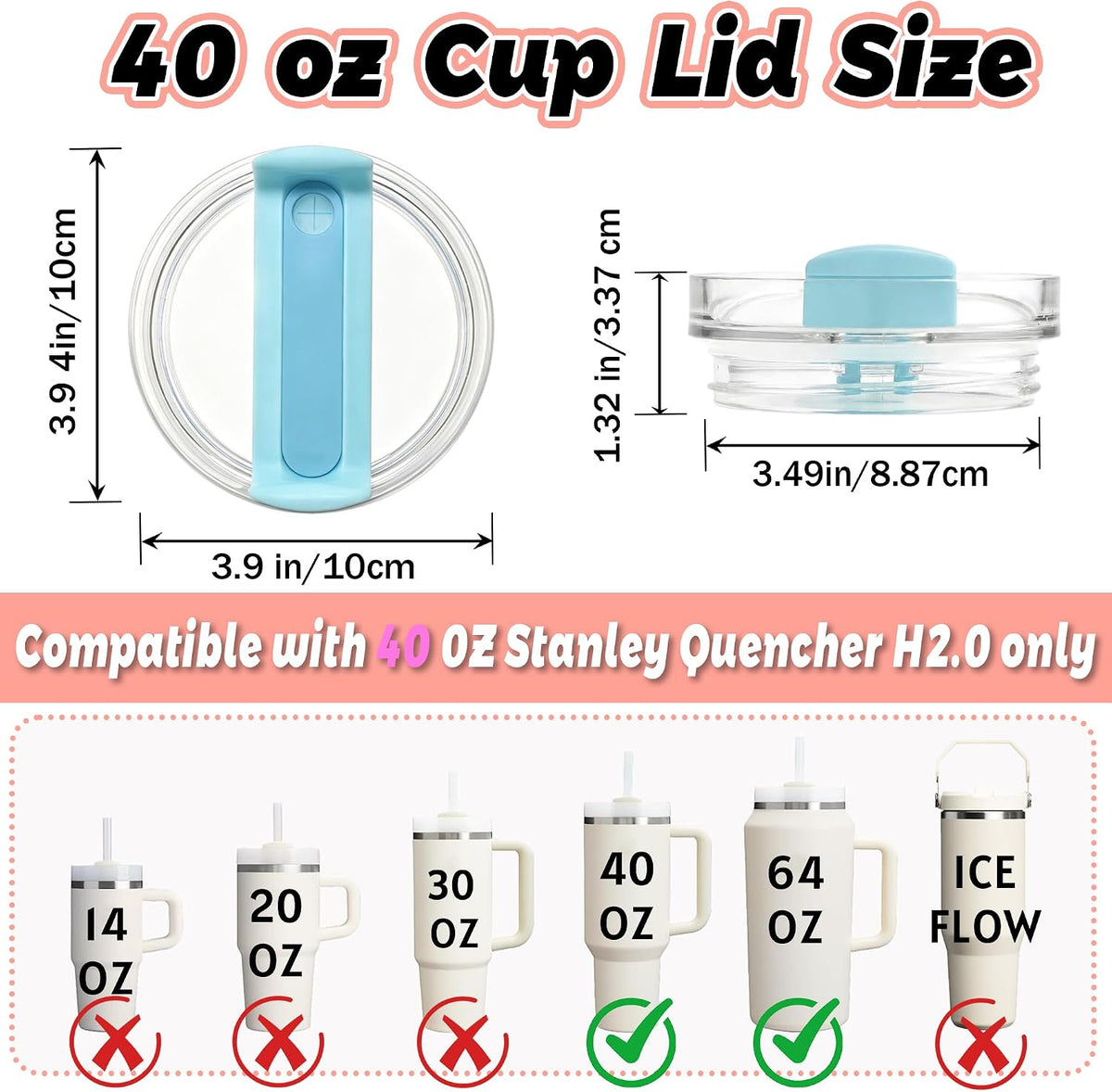 40 oz Tumbler Lid Replacement Compatible with Stanley Cup