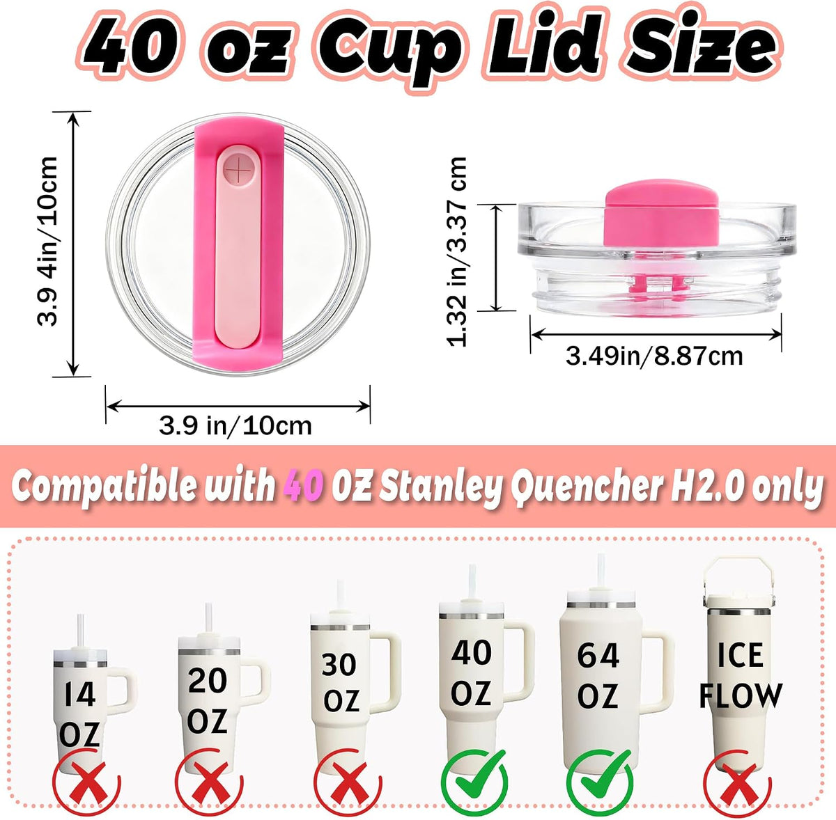 40 oz Tumbler Lid Replacement Compatible with Stanley Cup