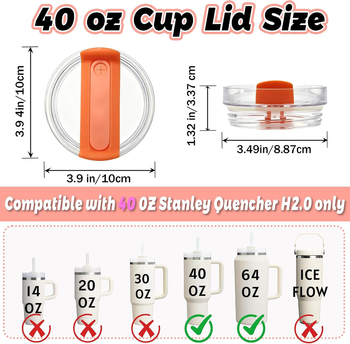 40 oz Tumbler Lid Replacement Compatible with Stanley Cup