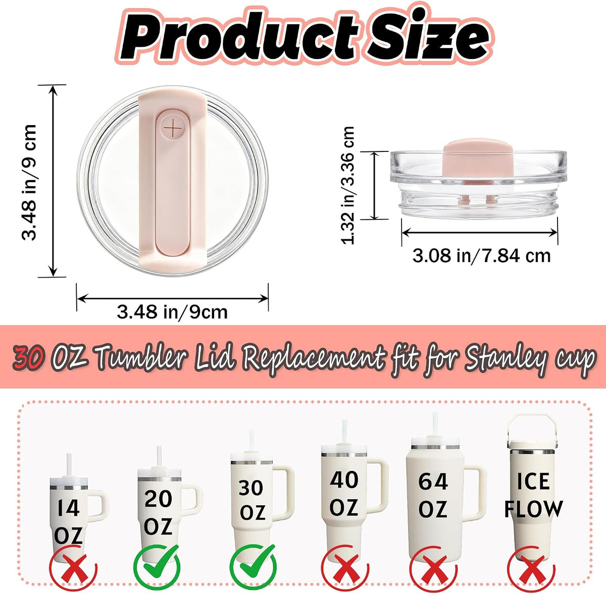 40 oz Tumbler Lid Replacement Compatible with Stanley Cup
