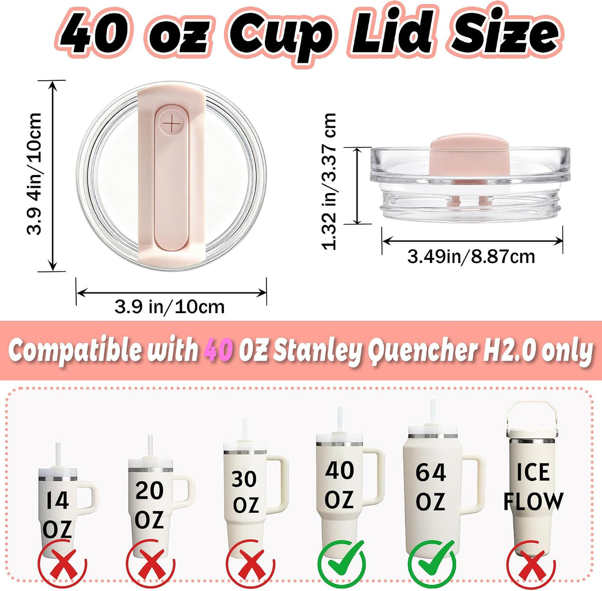 40 oz Tumbler Lid Replacement Compatible with Stanley Cup