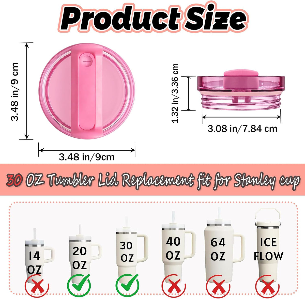 40 oz Tumbler Lid Replacement Compatible with Stanley Cup