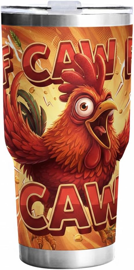 F-Caw-F Sarcastic Adult Humor Tumbler - 30oz Double Wall Vacuum Insulated Stainless Steel Coffee Travel Mug with Splash-Proof Lid - Badass 3D Printed Raven Design, Funny Office Workplace Gag Gift