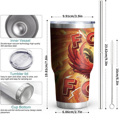 F-Caw-F Sarcastic Adult Humor Tumbler - 30oz Double Wall Vacuum Insulated Stainless Steel Coffee Travel Mug with Splash-Proof Lid - Badass 3D Printed Raven Design, Funny Office Workplace Gag Gift