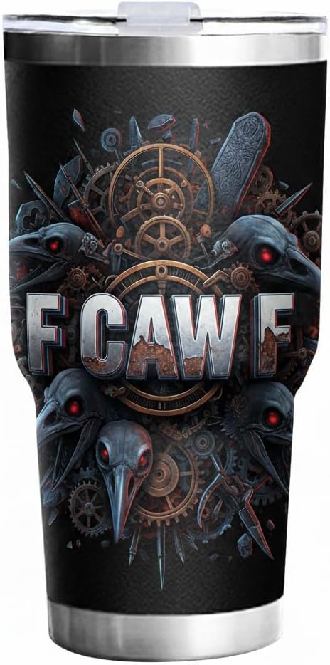 F-Caw-F Sarcastic Adult Humor Tumbler - 30oz Double Wall Vacuum Insulated Stainless Steel Coffee Travel Mug with Splash-Proof Lid - Badass 3D Printed Raven Design, Funny Office Workplace Gag Gift