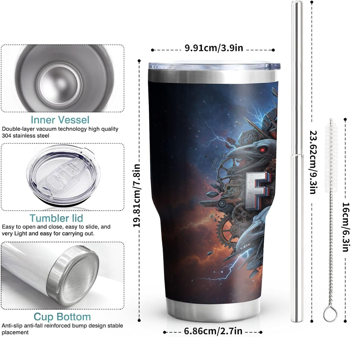 F-Caw-F Sarcastic Adult Humor Tumbler - 30oz Double Wall Vacuum Insulated Stainless Steel Coffee Travel Mug with Splash-Proof Lid - Badass 3D Printed Raven Design, Funny Office Workplace Gag Gift