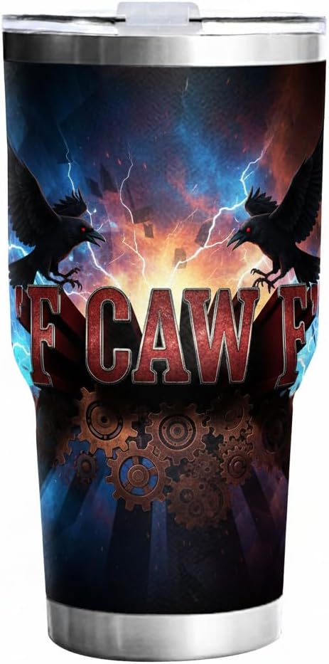 F-Caw-F Sarcastic Adult Humor Tumbler - 30oz Double Wall Vacuum Insulated Stainless Steel Coffee Travel Mug with Splash-Proof Lid - Badass 3D Printed Raven Design, Funny Office Workplace Gag Gift