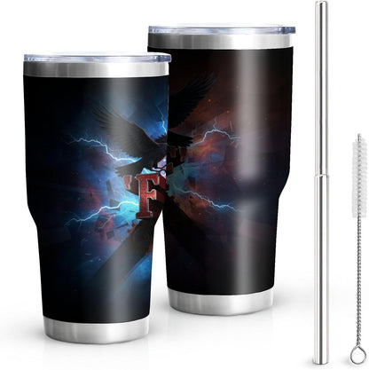 F-Caw-F Sarcastic Adult Humor Tumbler - 30oz Double Wall Vacuum Insulated Stainless Steel Coffee Travel Mug with Splash-Proof Lid - Badass 3D Printed Raven Design, Funny Office Workplace Gag Gift