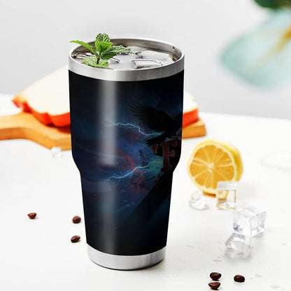 F-Caw-F Sarcastic Adult Humor Tumbler - 30oz Double Wall Vacuum Insulated Stainless Steel Coffee Travel Mug with Splash-Proof Lid - Badass 3D Printed Raven Design, Funny Office Workplace Gag Gift