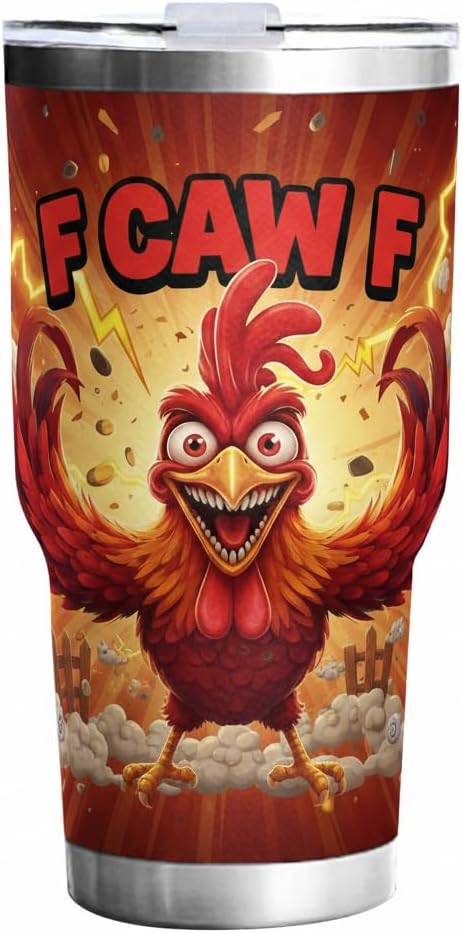 F-Caw-F Sarcastic Adult Humor Tumbler - 30oz Double Wall Vacuum Insulated Stainless Steel Coffee Travel Mug with Splash-Proof Lid - Badass 3D Printed Raven Design, Funny Office Workplace Gag Gift