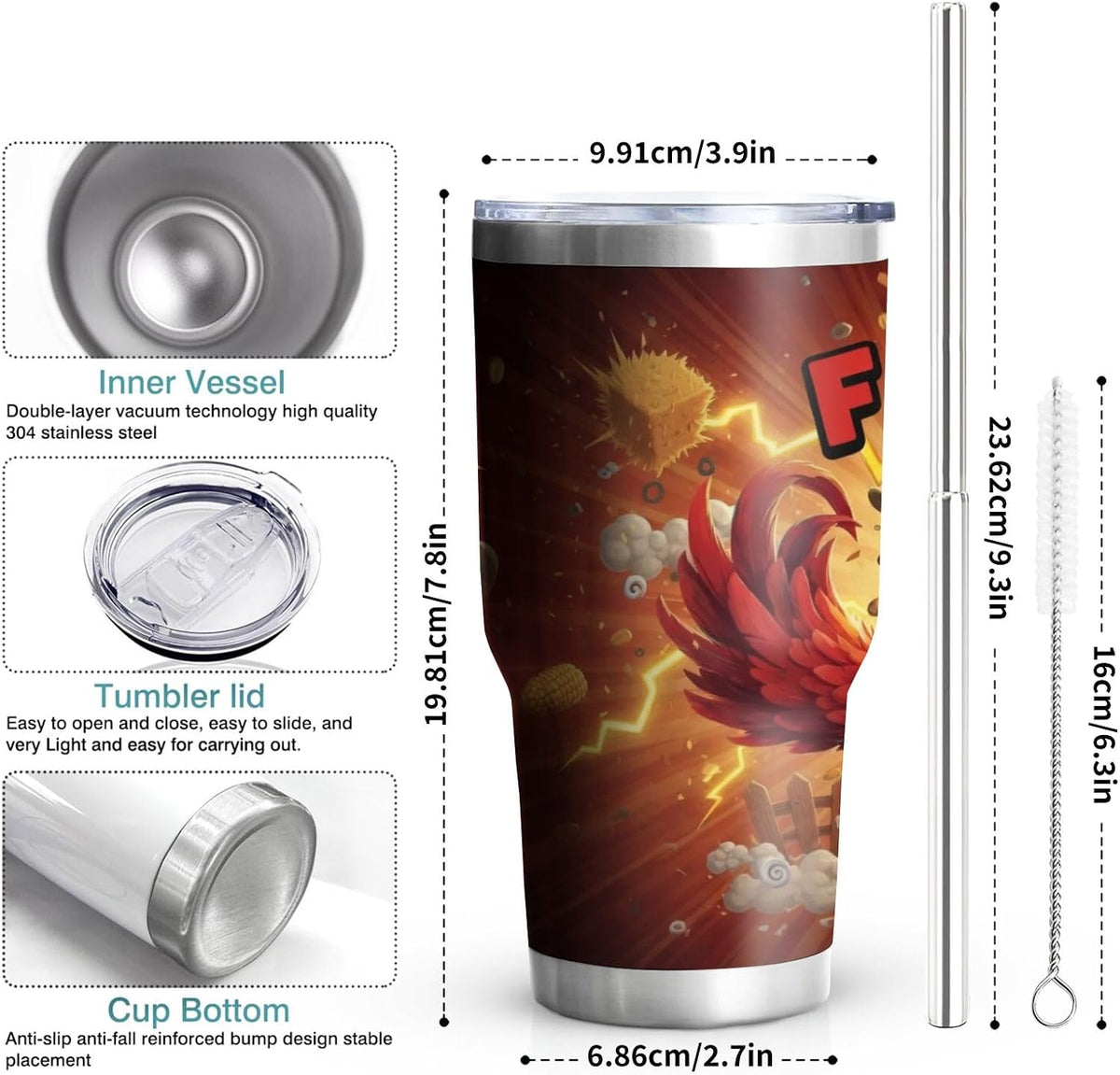 F-Caw-F Sarcastic Adult Humor Tumbler - 30oz Double Wall Vacuum Insulated Stainless Steel Coffee Travel Mug with Splash-Proof Lid - Badass 3D Printed Raven Design, Funny Office Workplace Gag Gift