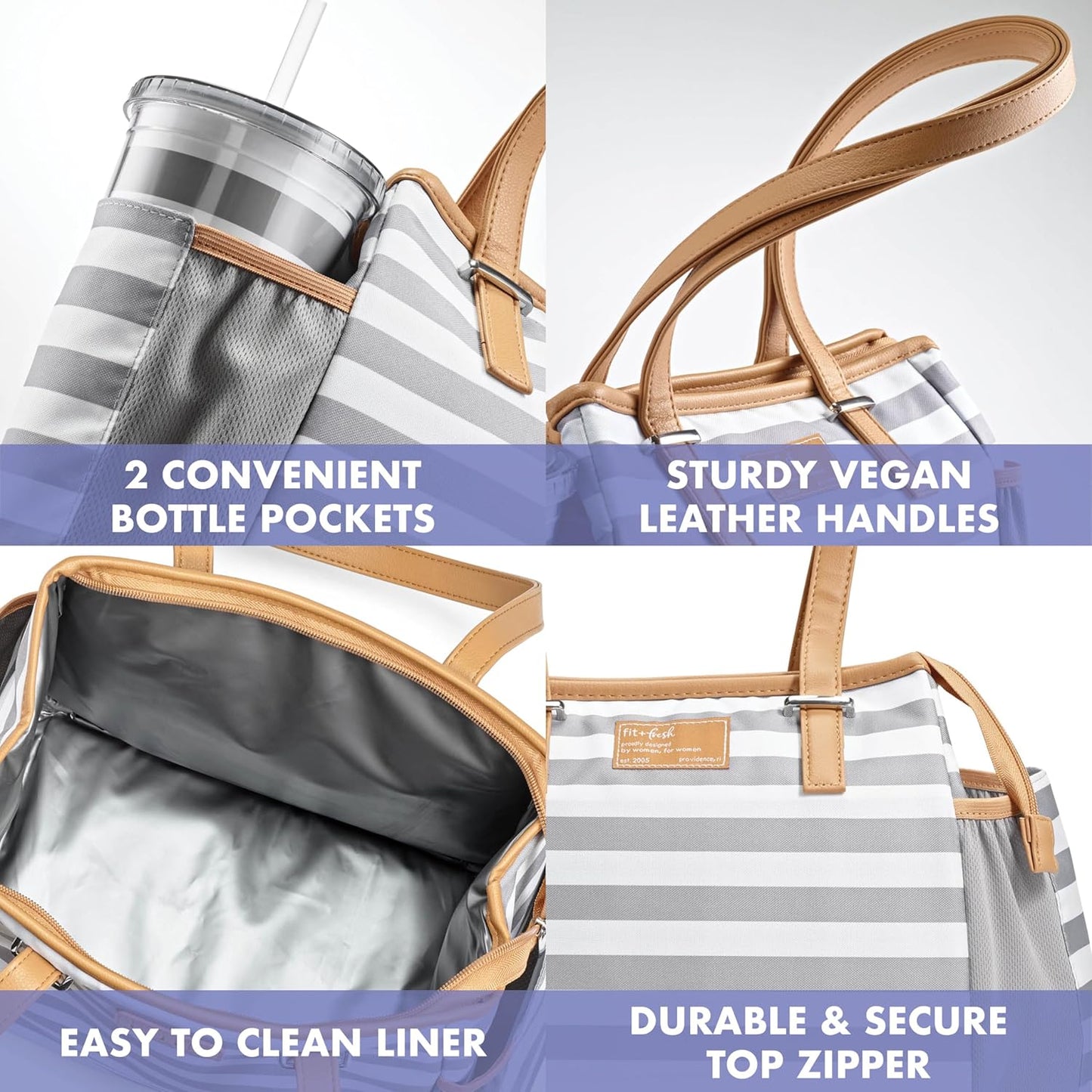 Copley Insulated Lunch Bag for Women w/Containers | Large Capacity Lunch Box for Women with Bottle Pockets, Meal Prep Lunch Tote For Nurses, Work Lunch Tote for Teachers