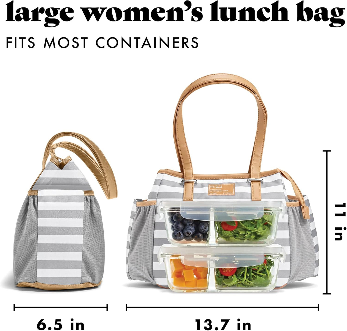 Copley Insulated Lunch Bag for Women w/Containers | Large Capacity Lunch Box for Women with Bottle Pockets, Meal Prep Lunch Tote For Nurses, Work Lunch Tote for Teachers