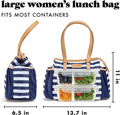 Copley Insulated Lunch Bag for Women w/Containers | Large Capacity Lunch Box for Women with Bottle Pockets, Meal Prep Lunch Tote For Nurses, Work Lunch Tote for Teachers