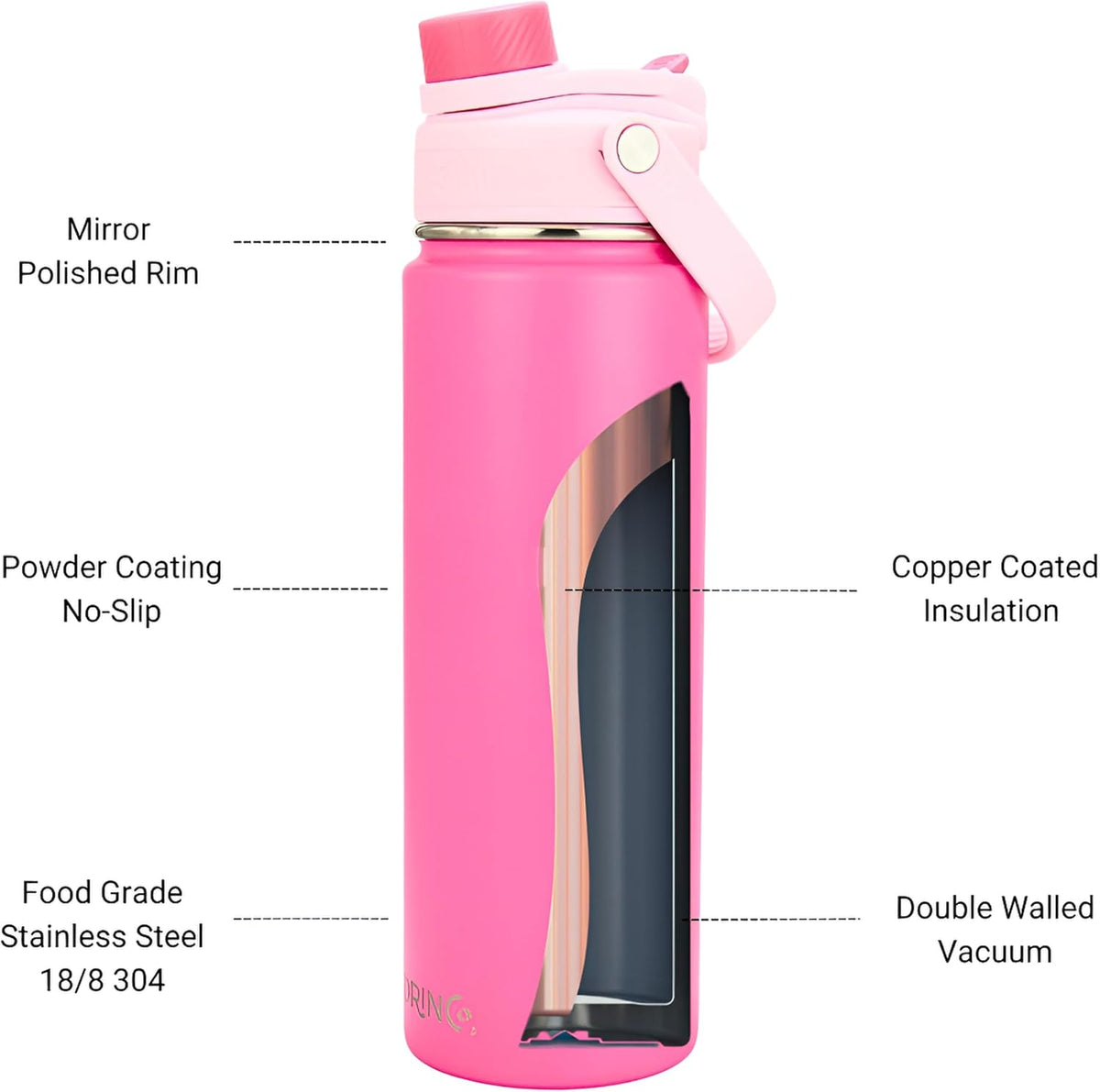 Stainless Steel Water Bottle Spout Lid Vacuum Insulated Double Wall Water Bottle Wide Mouth Leak Proof Keep Cold Sport Camping Hiking - Colors B