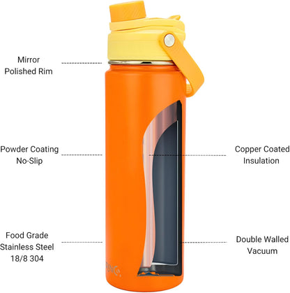 Stainless Steel Water Bottle Spout Lid Vacuum Insulated Double Wall Water Bottle Wide Mouth Leak Proof Keep Cold Sport Camping Hiking - Colors B