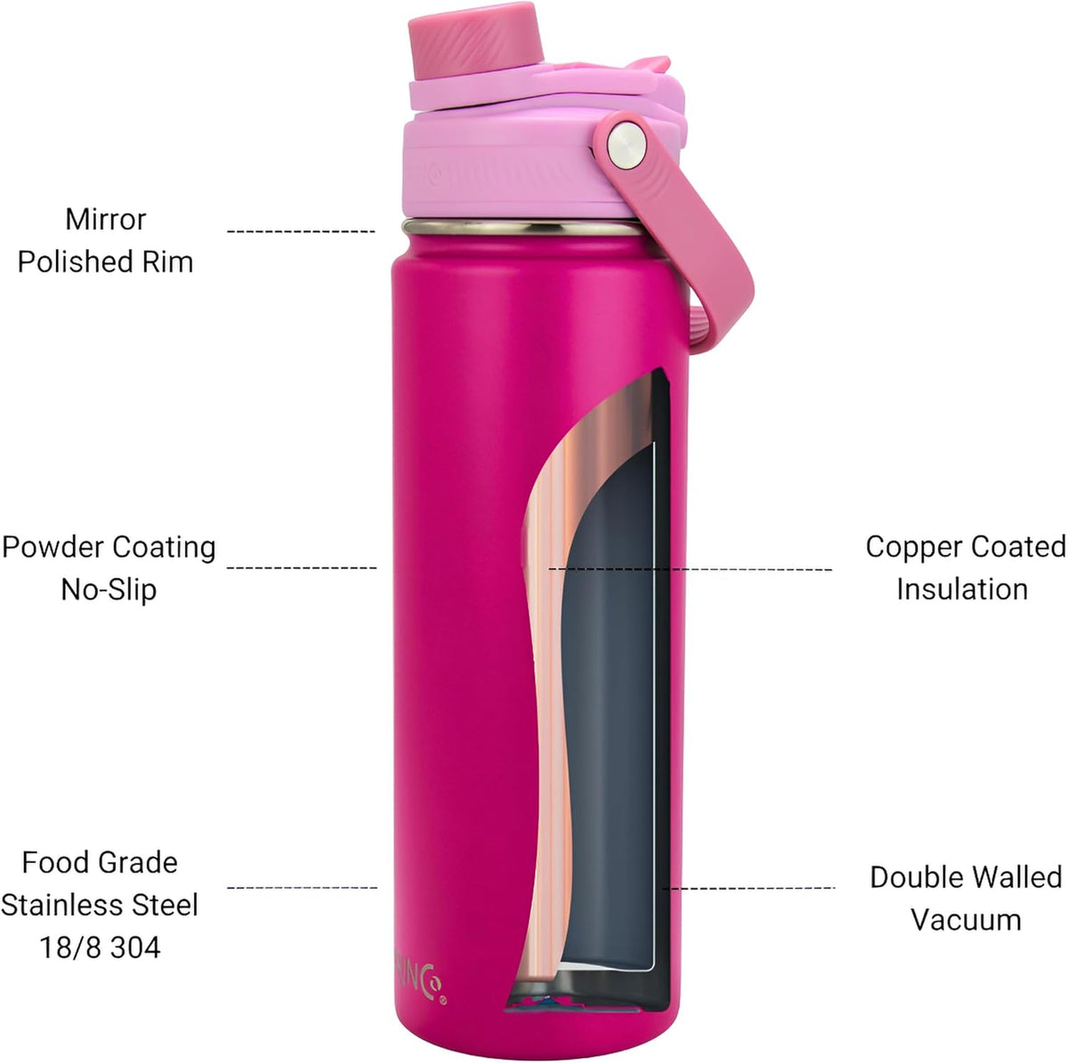 Stainless Steel Water Bottle Spout Lid Vacuum Insulated Double Wall Water Bottle Wide Mouth Leak Proof Keep Cold Sport Camping Hiking - Colors B