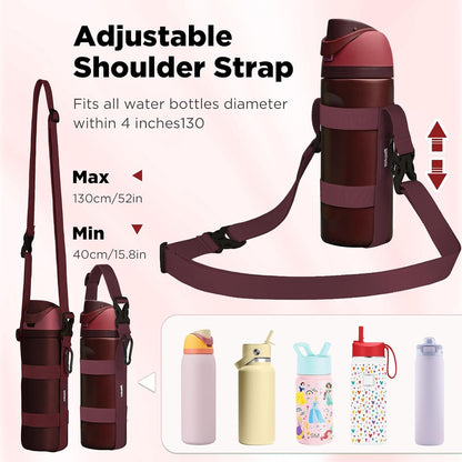 Water Bottle Holder Strap Sling, for Owala FreeSip 24 32 54 oz, Hydro Flask, Cirkul, Yeti, Stanley Flip, Universal Water Bottles, with Carabiner, for Walking Curise Travel (Bottle Excluded)