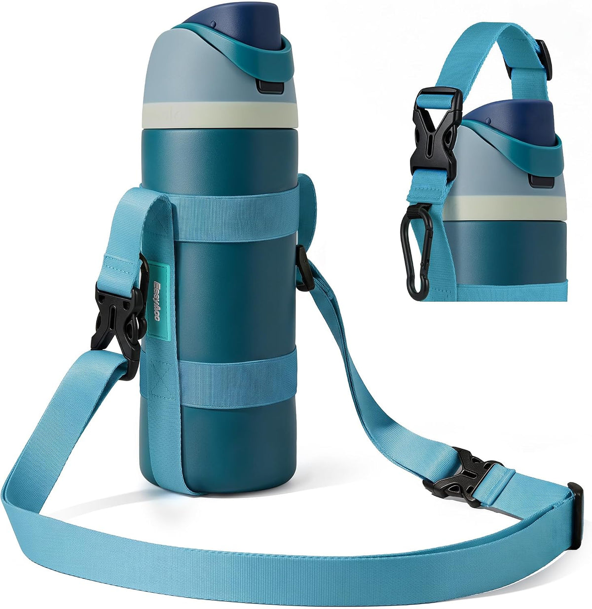 Water Bottle Holder Strap Sling, for Owala FreeSip 24 32 54 oz, Hydro Flask, Cirkul, Yeti, Stanley Flip, Universal Water Bottles, with Carabiner, for Walking Curise Travel (Bottle Excluded)