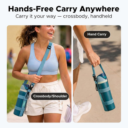Water Bottle Holder Strap Sling, for Owala FreeSip 24 32 54 oz, Hydro Flask, Cirkul, Yeti, Stanley Flip, Universal Water Bottles, with Carabiner, for Walking Curise Travel (Bottle Excluded)