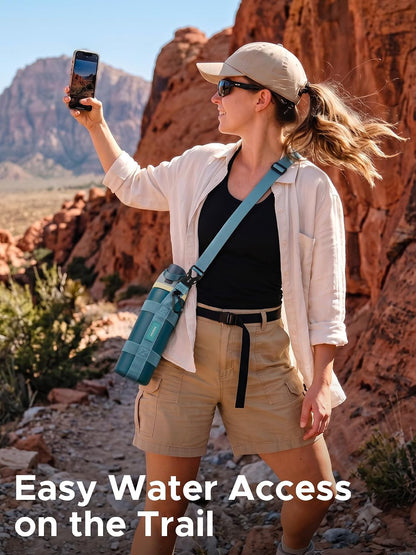 Water Bottle Holder Strap Sling, for Owala FreeSip 24 32 54 oz, Hydro Flask, Cirkul, Yeti, Stanley Flip, Universal Water Bottles, with Carabiner, for Walking Curise Travel (Bottle Excluded)