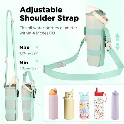 Water Bottle Holder Strap Sling, for Owala FreeSip 24 32 54 oz, Hydro Flask, Cirkul, Yeti, Stanley Flip, Universal Water Bottles, with Carabiner, for Walking Curise Travel (Bottle Excluded)