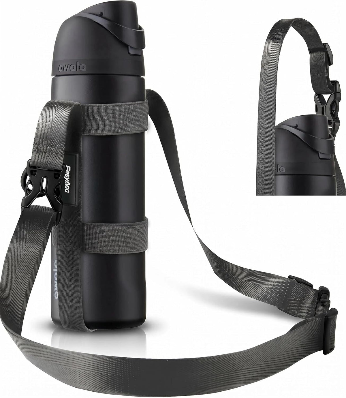 Water Bottle Holder Strap Sling, for Owala FreeSip 24 32 54 oz, Hydro Flask, Cirkul, Yeti, Stanley Flip, Universal Water Bottles, with Carabiner, for Walking Curise Travel (Bottle Excluded)