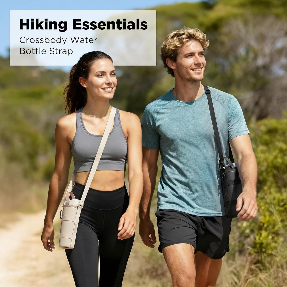 Water Bottle Holder Strap Sling, for Owala FreeSip 24 32 54 oz, Hydro Flask, Cirkul, Yeti, Stanley Flip, Universal Water Bottles, with Carabiner, for Walking Curise Travel (Bottle Excluded)