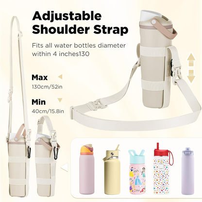 Water Bottle Holder Strap Sling, for Owala FreeSip 24 32 54 oz, Hydro Flask, Cirkul, Yeti, Stanley Flip, Universal Water Bottles, with Carabiner, for Walking Curise Travel (Bottle Excluded)