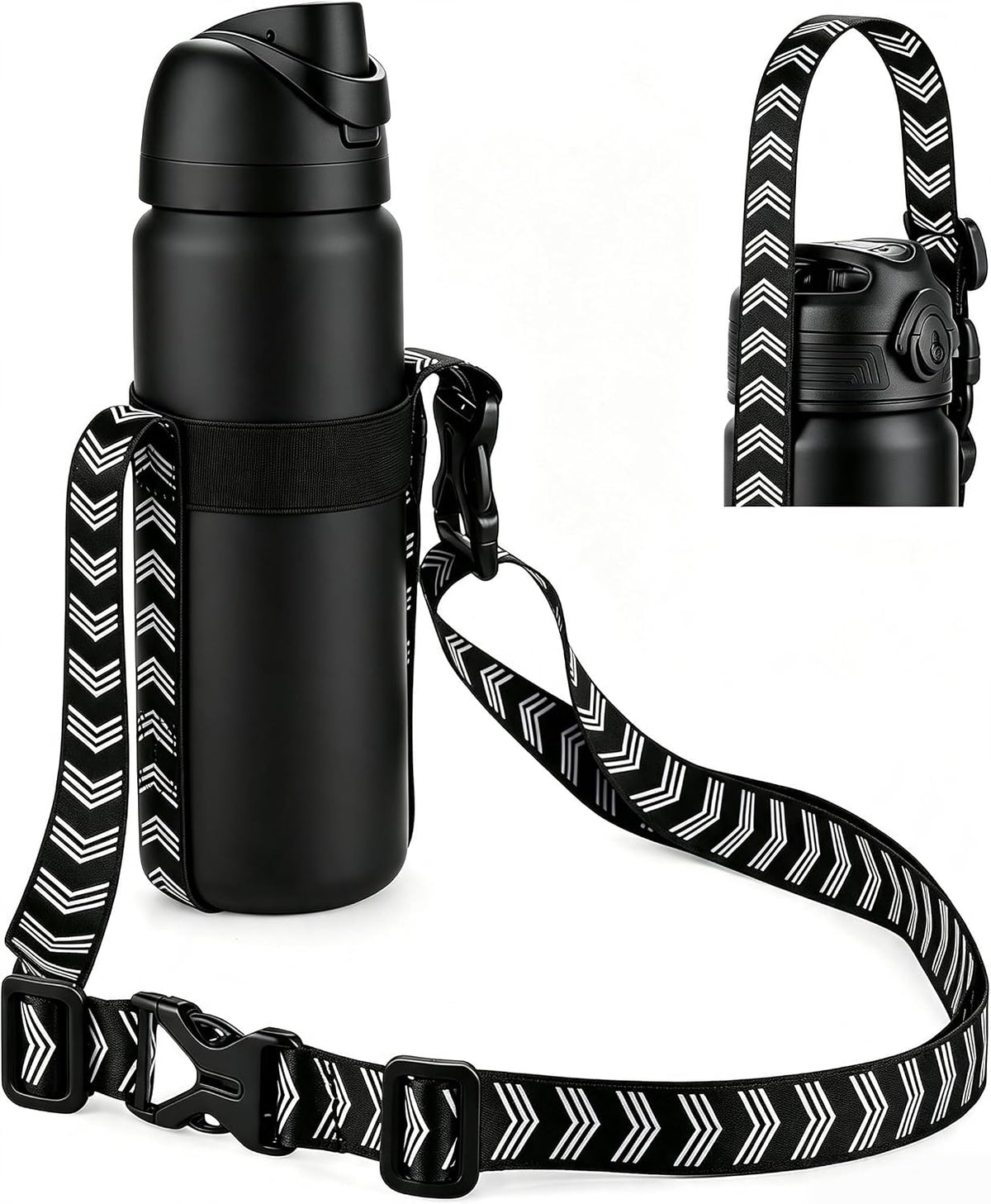 Water Bottle Holder Strap Sling, for Owala FreeSip 24 32 54 oz, Hydro Flask, Cirkul, Yeti, Stanley Flip, Universal Water Bottles, with Carabiner, for Walking Curise Travel (Bottle Excluded)