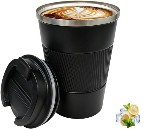 Coffee Mug with Leak Proof Lid, Travel Mug Stainless Steel Tumbler, Double Wall Vacuum Insulated Coffee Cup, Reusable Thermal Cup for Car, Office, Outdoor,for Men&Women (White V3, 12OZ)