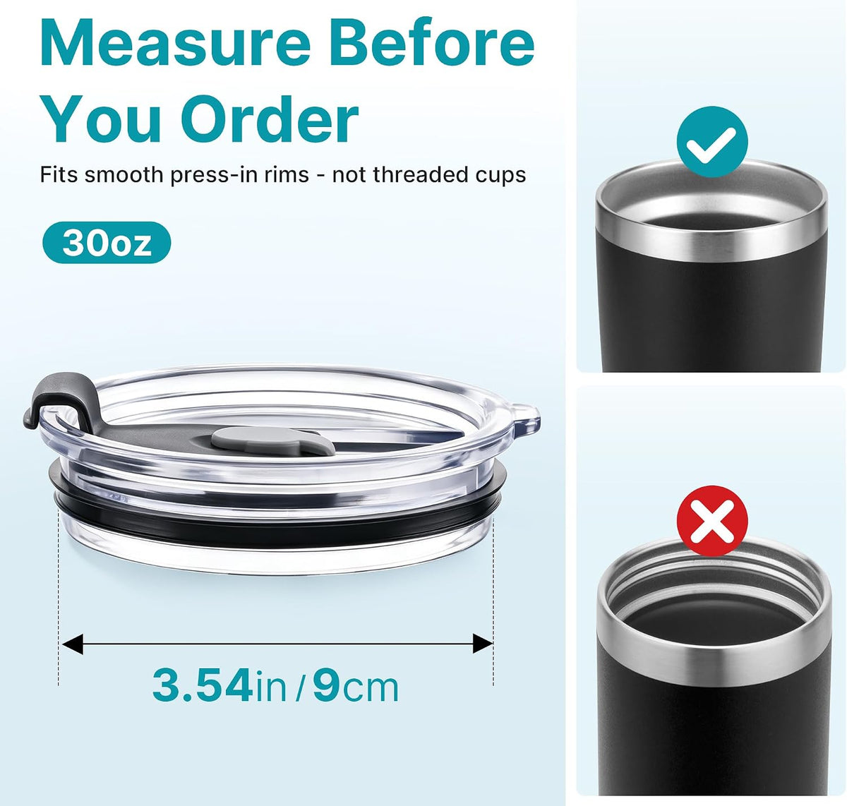 30oz Tumbler Lid for YETI 30oz Tumbler, 14oz Mug and 35oz Straw Mug
