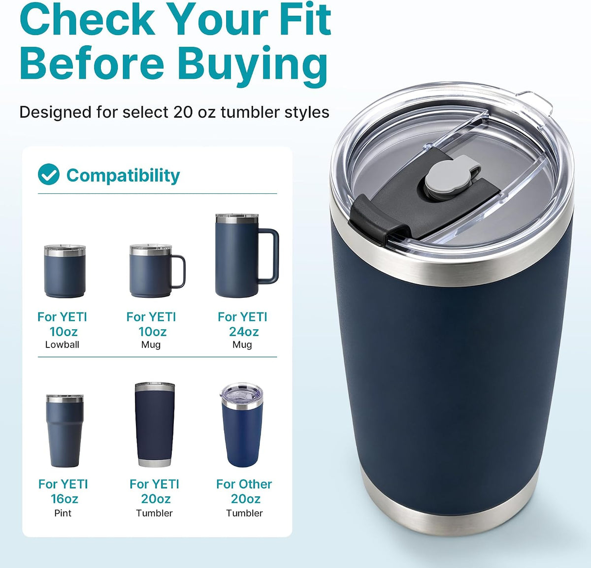 30oz Tumbler Lid for YETI 30oz Tumbler, 14oz Mug and 35oz Straw Mug