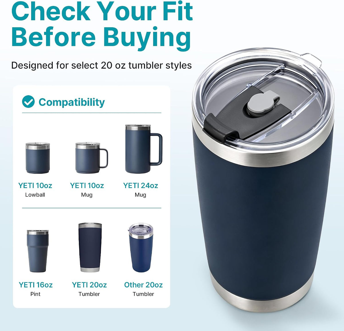 30oz Tumbler Lid for YETI 30oz Tumbler, 14oz Mug and 35oz Straw Mug