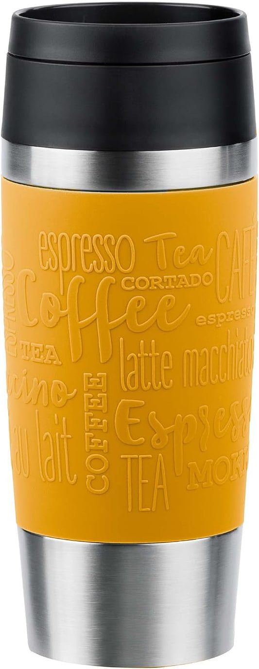 N20208 Travel Mug Classic Insulated Mug 0.36 Litres Comfort Screw Cap Stainless Steel 4 Hours Hot and 8 Hours Cold 100% Leak-Proof Dishwasher Safe 360° Drinking Opening Mustard Yellow