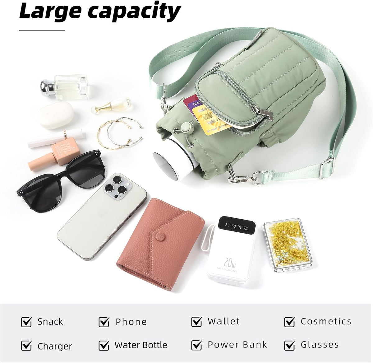 Water Bottle Holder Bag with Adjustable Strap