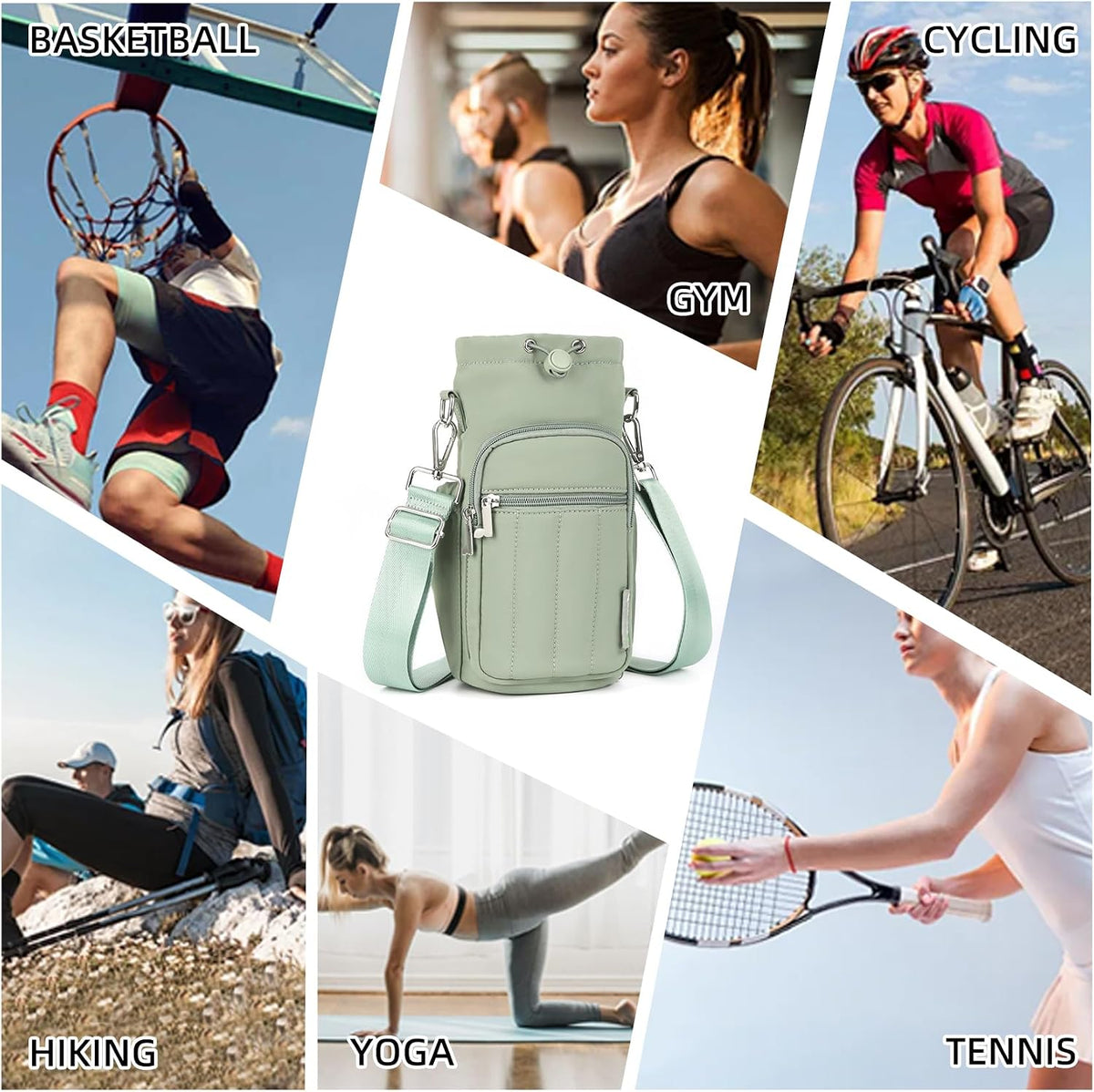 Water Bottle Holder Bag with Adjustable Strap