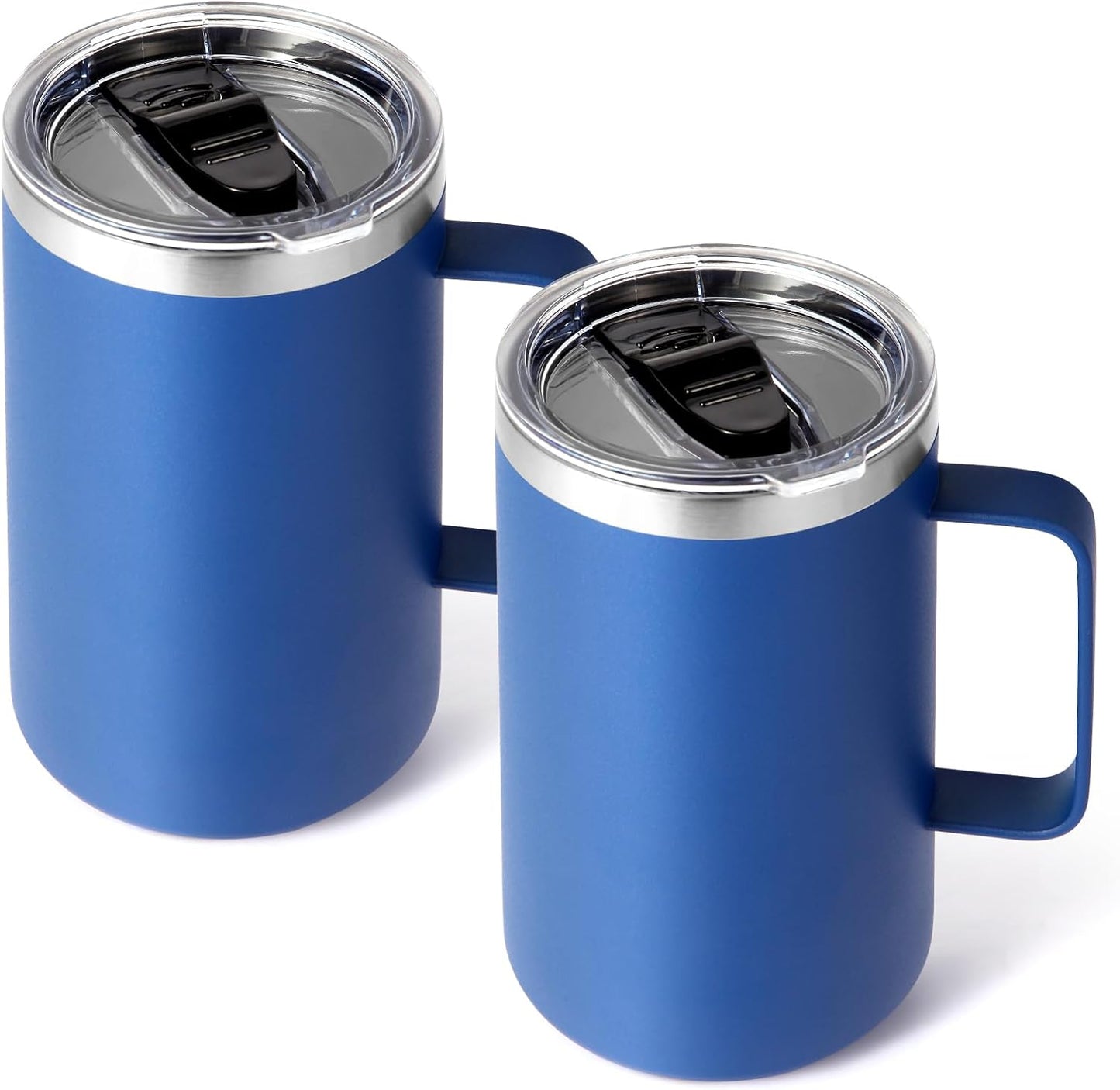 Volhoply 22oz Insulated Stainless Steel Coffee Mug with Leakproof Lid,Double Wall Vacuum Travel Coffee Cup with Handle,Reusable Metal Tumbler,Camping Mugs Keep Hot&Cold(Gray,1)