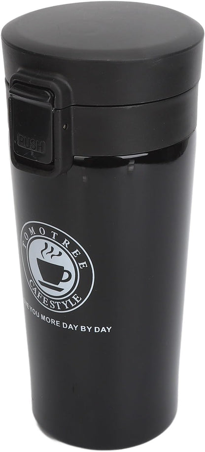 Insulated Coffee Cup Stainless Steel Vacuum Flask with Flip Lid for Travel Work Car Keeps Hot Leak Proof Portable (380ml)