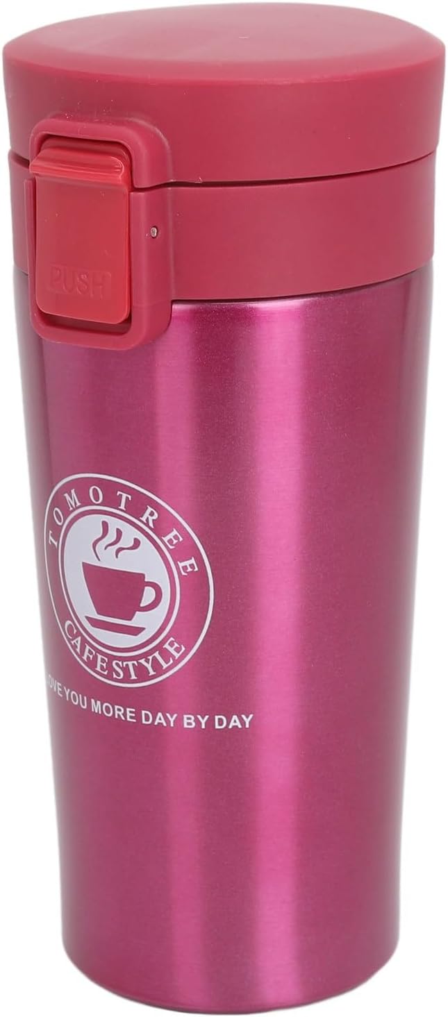 Insulated Coffee Cup Stainless Steel Vacuum Flask with Flip Lid for Travel Work Car Keeps Hot Leak Proof Portable (380ml)